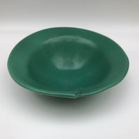 Green Glazed Studio Pottery Bowl With Stylized Lip