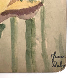 Set of Three 1907 Handmade Floral Watercolor Postcards