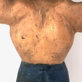 Wonderful Large Carved Folk Art Muscleman Holding Basket Overhead