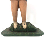 Wonderful Large Carved Folk Art Muscleman Holding Basket Overhead