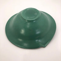 Green Glazed Studio Pottery Bowl With Stylized Lip