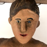 Wonderful Large Carved Folk Art Muscleman Holding Basket Overhead