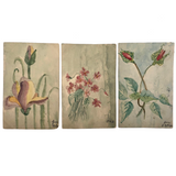 Set of Three 1907 Handmade Floral Watercolor Postcards