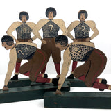 Fantastic Antique Hand-painted Wooden Football Player Figures, Set of Five