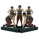 Fantastic Antique Hand-painted Wooden Football Player Figures, Set of Five