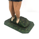 Wonderful Large Carved Folk Art Muscleman Holding Basket Overhead