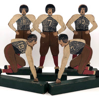 Fantastic Antique Hand-painted Wooden Football Player Figures, Set of Five