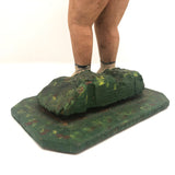 Wonderful Large Carved Folk Art Muscleman Holding Basket Overhead