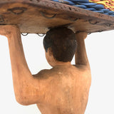 Wonderful Large Carved Folk Art Muscleman Holding Basket Overhead