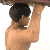 Wonderful Large Carved Folk Art Muscleman Holding Basket Overhead