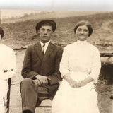 Young Man with Two Young Women in White Antique Real Photo Postcard