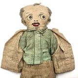 Fantastic American Folk Art Doll with Mustache, Goatee, and Striped Linen Suit