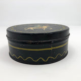 Hand-painted Round Tin Box with Woman on Horseback