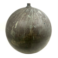 Huge Antique Copper Sphere with Glorious Verdigris Patina