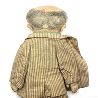 Fantastic American Folk Art Doll with Mustache, Goatee, and Striped Linen Suit
