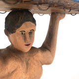 Wonderful Large Carved Folk Art Muscleman Holding Basket Overhead