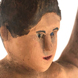 Wonderful Large Carved Folk Art Muscleman Holding Basket Overhead