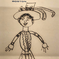 Lot of Three Drawings Plus Letter by Dorothy Washburn, Boston, 1908-10