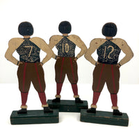 Fantastic Antique Hand-painted Wooden Football Player Figures, Set of Five