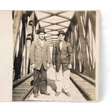 Two Suited Men on Bridge, Antique RPPC