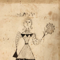 Ann S. Bedell Fraktur Portrait AND 1851 Marriage Certificate with Hair Locks