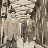 Two Suited Men on Bridge, Antique RPPC