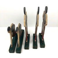 Fantastic Antique Hand-painted Wooden Football Player Figures, Set of Five
