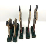 Fantastic Antique Hand-painted Wooden Football Player Figures, Set of Five