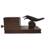 Hand-carved Wooden Cigarette Dispenser with Bird, Presumed Russian