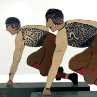 Fantastic Antique Hand-painted Wooden Football Player Figures, Set of Five