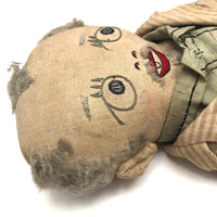 Fantastic American Folk Art Doll with Mustache, Goatee, and Striped Linen Suit