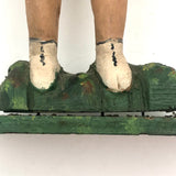 Wonderful Large Carved Folk Art Muscleman Holding Basket Overhead