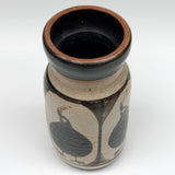Lapid Israel Mid-Century Cream and Black Pottery Vase with Kiwi