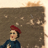 Antique Needlepoint of Two Children and Dog