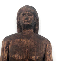 Rustically Carved Smiling Nude Woman