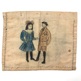 Miss Elsie Larue Moyer's Charming Drawing of Young Couple on Fabric