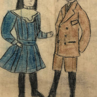 Miss Elsie Larue Moyer's Charming Drawing of Young Couple on Fabric