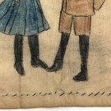 Miss Elsie Larue Moyer's Charming Drawing of Young Couple on Fabric