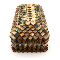 Marvelous Old Folded Paper Tramp Art Lidded Box