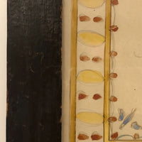 19th Century Three Pineapples Watercolor Drawing in Great Period Frame