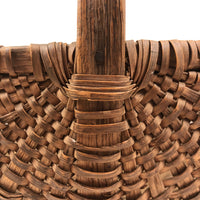 Antique Woven Splint Gathering Basket with Bentwood Handle (Minor Losses)