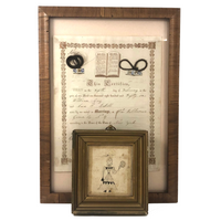 Ann S. Bedell Fraktur Portrait AND 1851 Marriage Certificate with Hair Locks