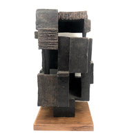 Mid-Century Brutalist Architectural Mounted Clay Sculpture, Signed