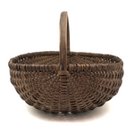 Antique Woven Splint Gathering Basket with Bentwood Handle (Minor Losses)