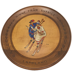 Swedish Hand-painted Wooden Plate with Skiing Couple