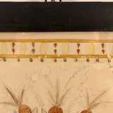 19th Century Three Pineapples Watercolor Drawing in Great Period Frame