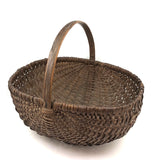 Antique Woven Splint Gathering Basket with Bentwood Handle (Minor Losses)