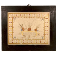 19th Century Three Pineapples Watercolor Drawing in Great Period Frame
