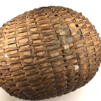 Antique Woven Splint Gathering Basket with Bentwood Handle (Minor Losses)