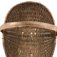 Antique Woven Splint Gathering Basket with Bentwood Handle (Minor Losses)